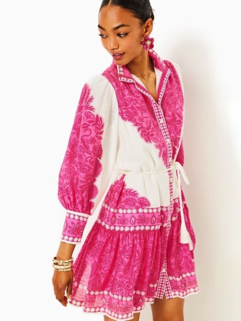 Lilly Pulitzer Drena Long Sleeve Mini Dress Pink - Picture 14 of 14